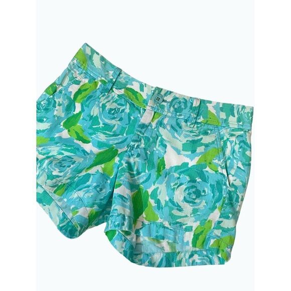Lilly Pulitzer First Impression Callahan Short Turquoise Green Floral 2 - Picture 3 of 7